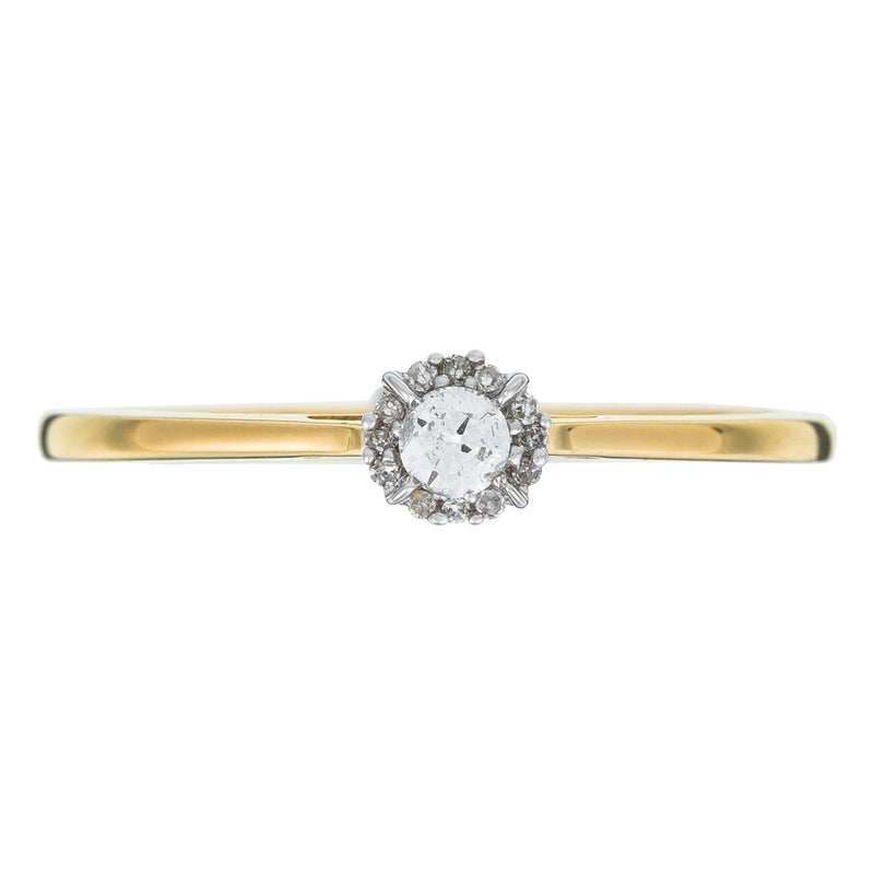 Sortija "Amoureuse 0,10" Diamante central 0,08Ct/1 +0,02Ct/12 - Oro amarillo 750/1000