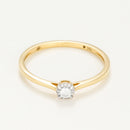 Bague "Amoureuse 0,10" Diamant Centre 0,08Ct/1 +0,02Ct/12 - Or Jaune 750/1000