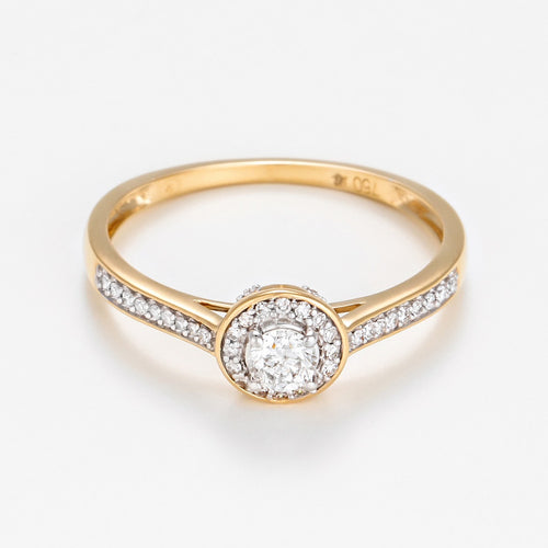 Anillo de diamantes “Brillante Suntuoso”: 0.12Ct/38 y 0.18/1 – Oro amarillo
