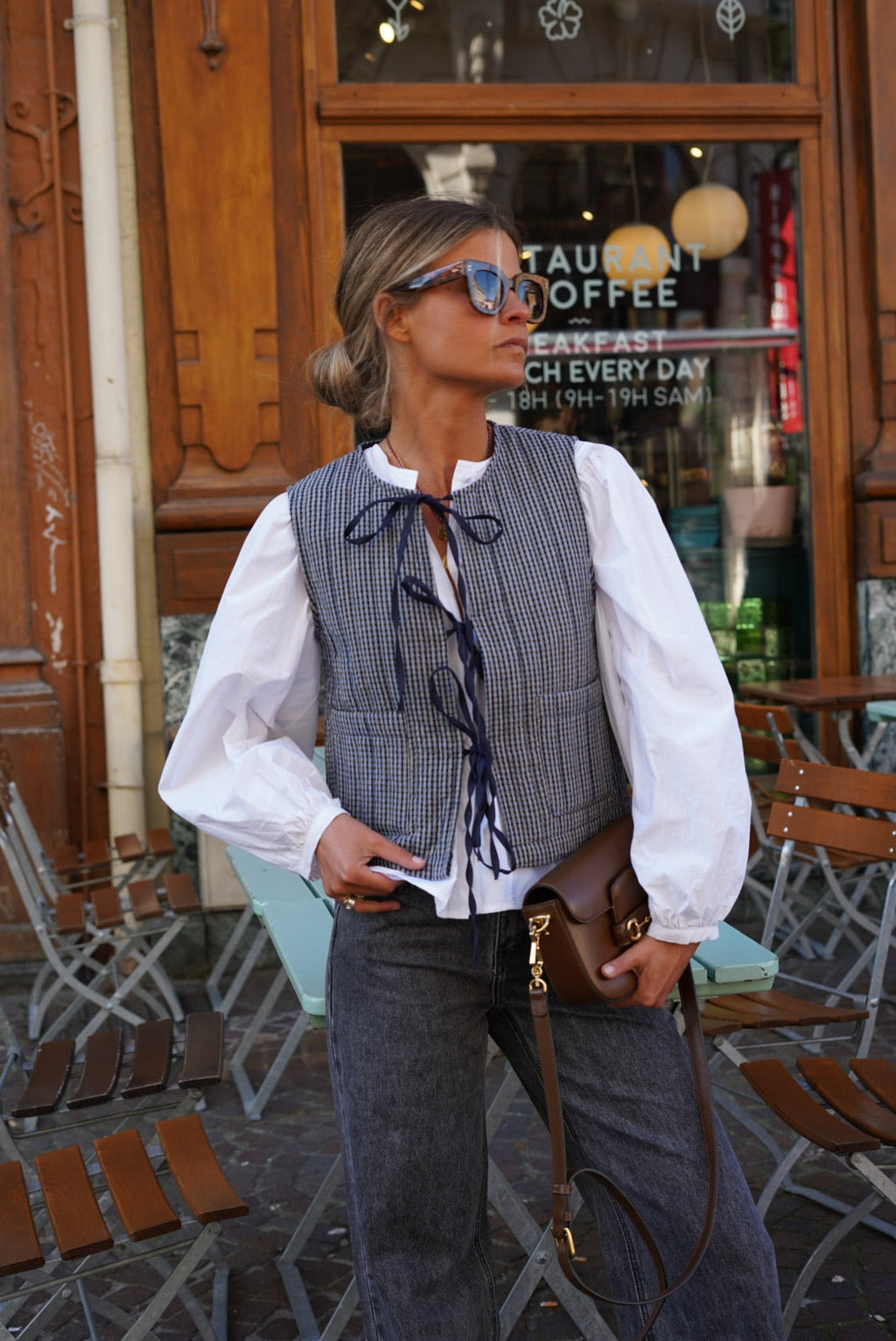 Arsène Vichy Blue Sleeveless Vest