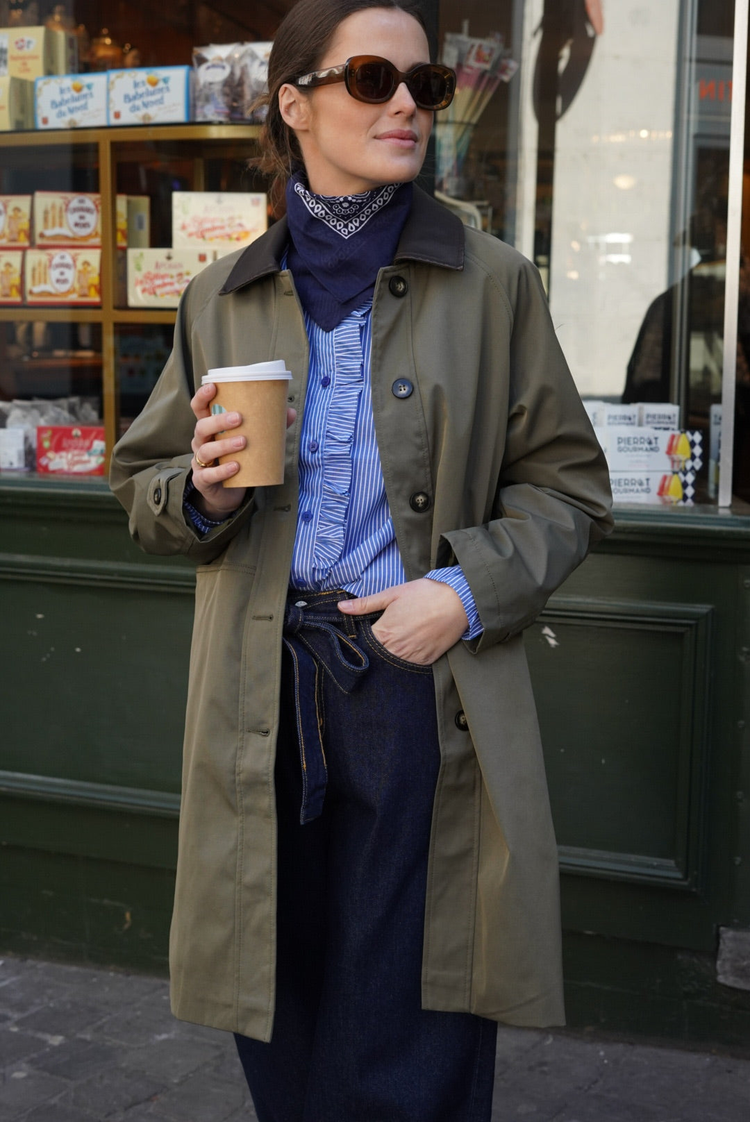 Emma Mid-Long Khaki Jacket