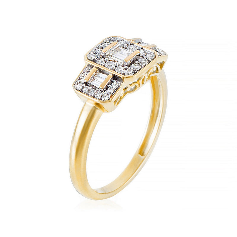 Bague "Les Princesses"Diamant : 0,25Ct/38 - Or Jaune 750/1000