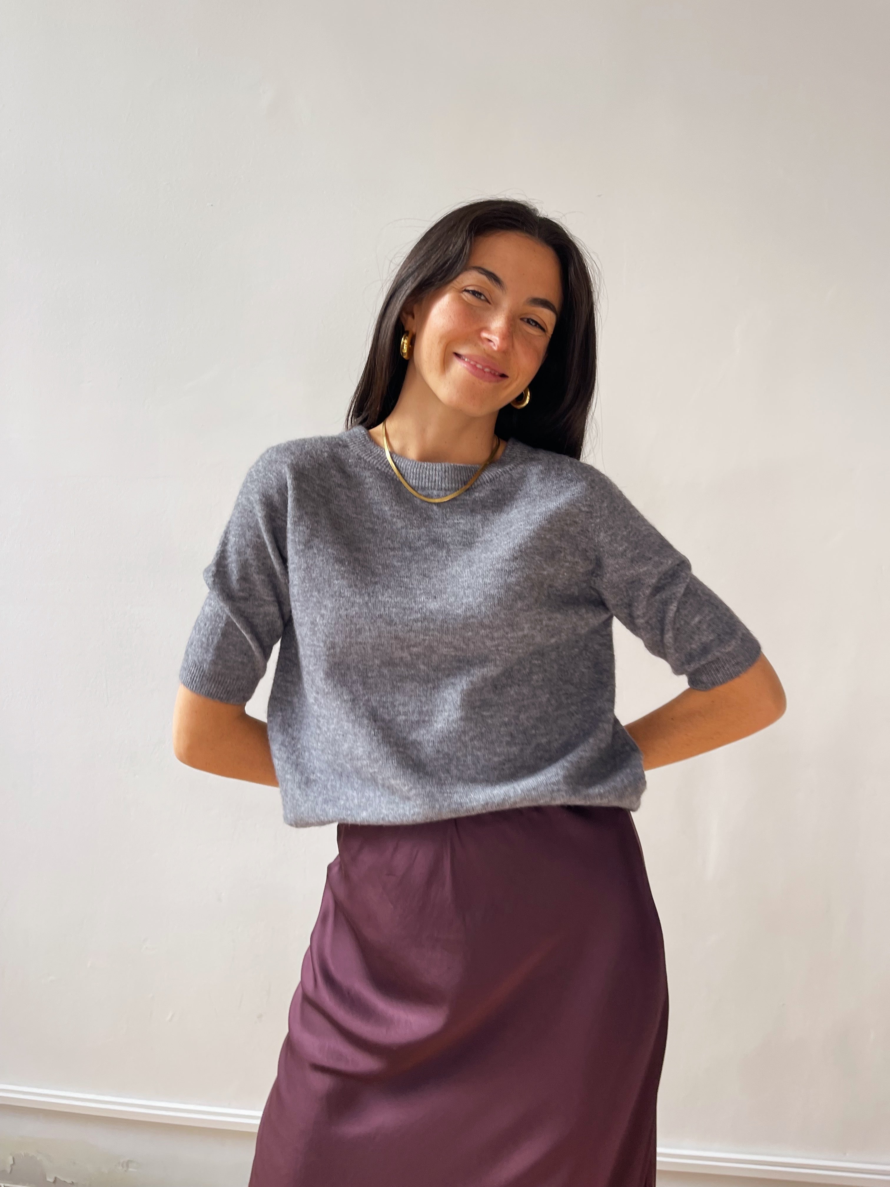 Gray Knitted T-Shirt