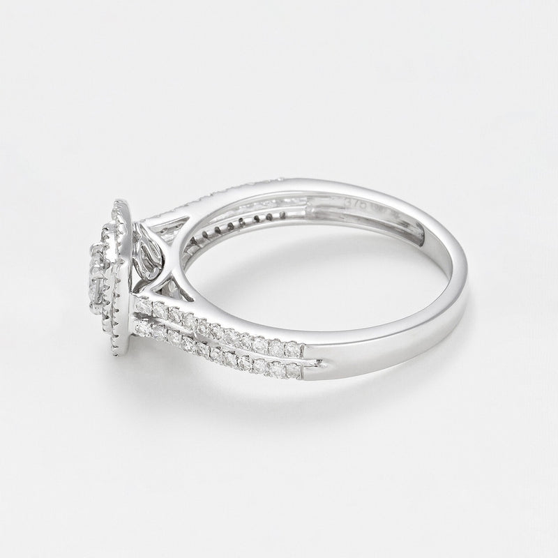 Bague "Carré Scintillant" Diamants : 0,15/1 + 0,35/88 - Or Blanc 375/1000