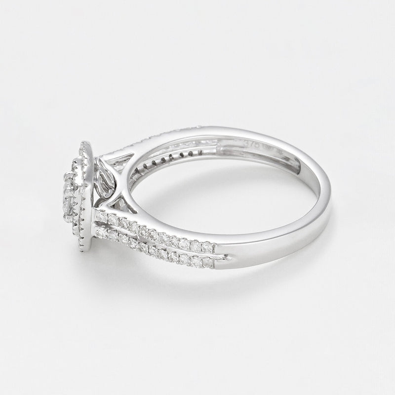 Bague "Carré Scintillant" - Diamants : 0,15/1 + 0,35/88 - Or Blanc
