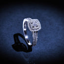 Bague "Carré Scintillant" Diamants : 0,15/1 + 0,35/88 - Or Blanc 375/1000