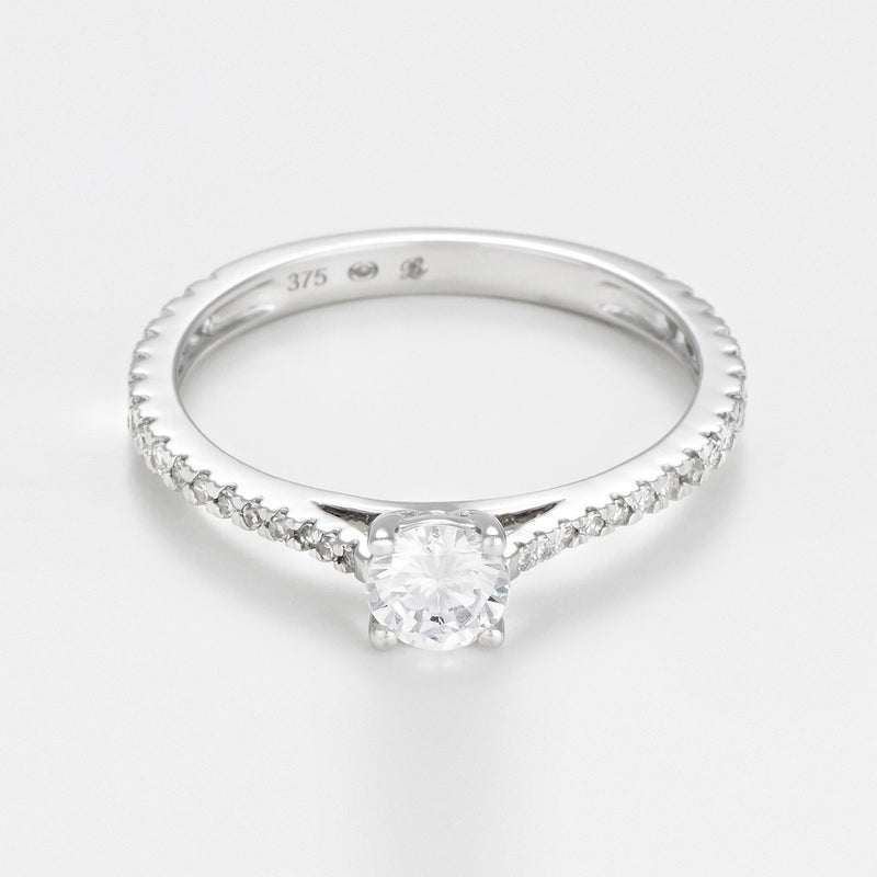 Bague "Solitaire Royal 0,5 Carat" - Or Blanc 375/1000