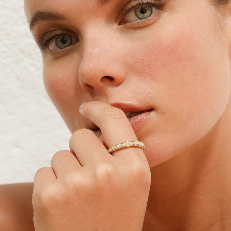 Bague "Alliance Granité" Diamant 0,20Ct/57_ - Or Jaune