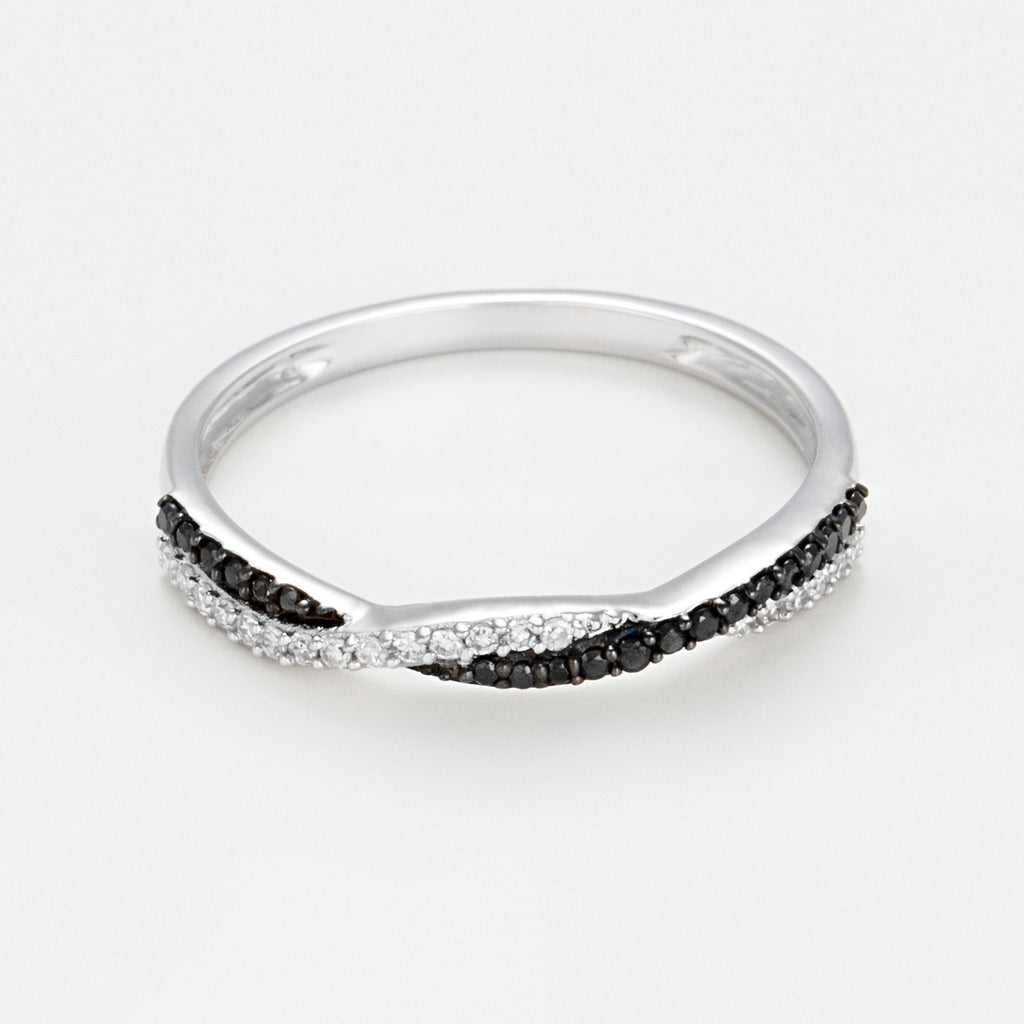 Anillo "En Blanco Y Negro" Diamantes Blancos: 0.075Ct/20 Diamantes Negros: 0.075Ct20 - Oro Blanco 375/1000