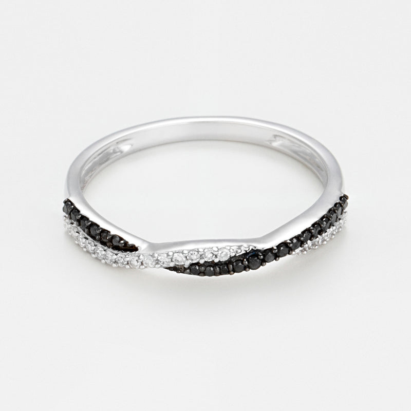 Blanc Blanc Anillo "En Noir Et " Diamantes Blancos: 0,075Ct/20 Diamantes Negros: 0,075Ct20 - Oro 375/1000