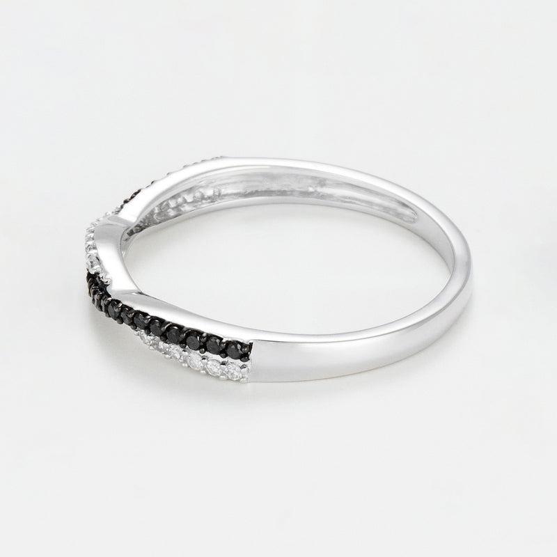 Blanc Blanc Anillo "En Noir Et " Diamantes Blancos: 0,075Ct/20 Diamantes Negros: 0,075Ct20 - Oro 375/1000