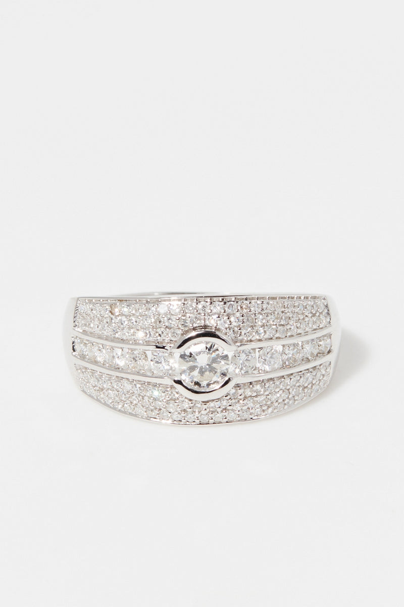 Bague "Jonc Lumineux" Diamant: 0,57Ct/128 + 0,18Ct/1 - Or Blanc 375/1000