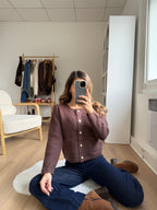 Giulia Chunky Knit Cardigan Chocolate