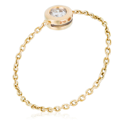 "My Unique" Chain Ring with 0.07ct Diamond - 375/1000 Yellow Gold