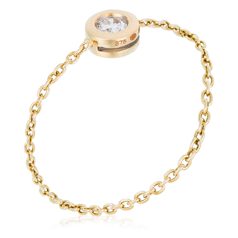 "My Unique" Chain Ring with 0.07ct Diamond - 375/1000 Yellow Gold