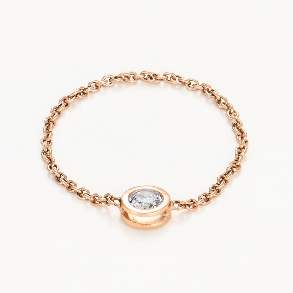 Bague Chaine "Mon Unique" Diamant 0,07Ct/1 - Or Rose