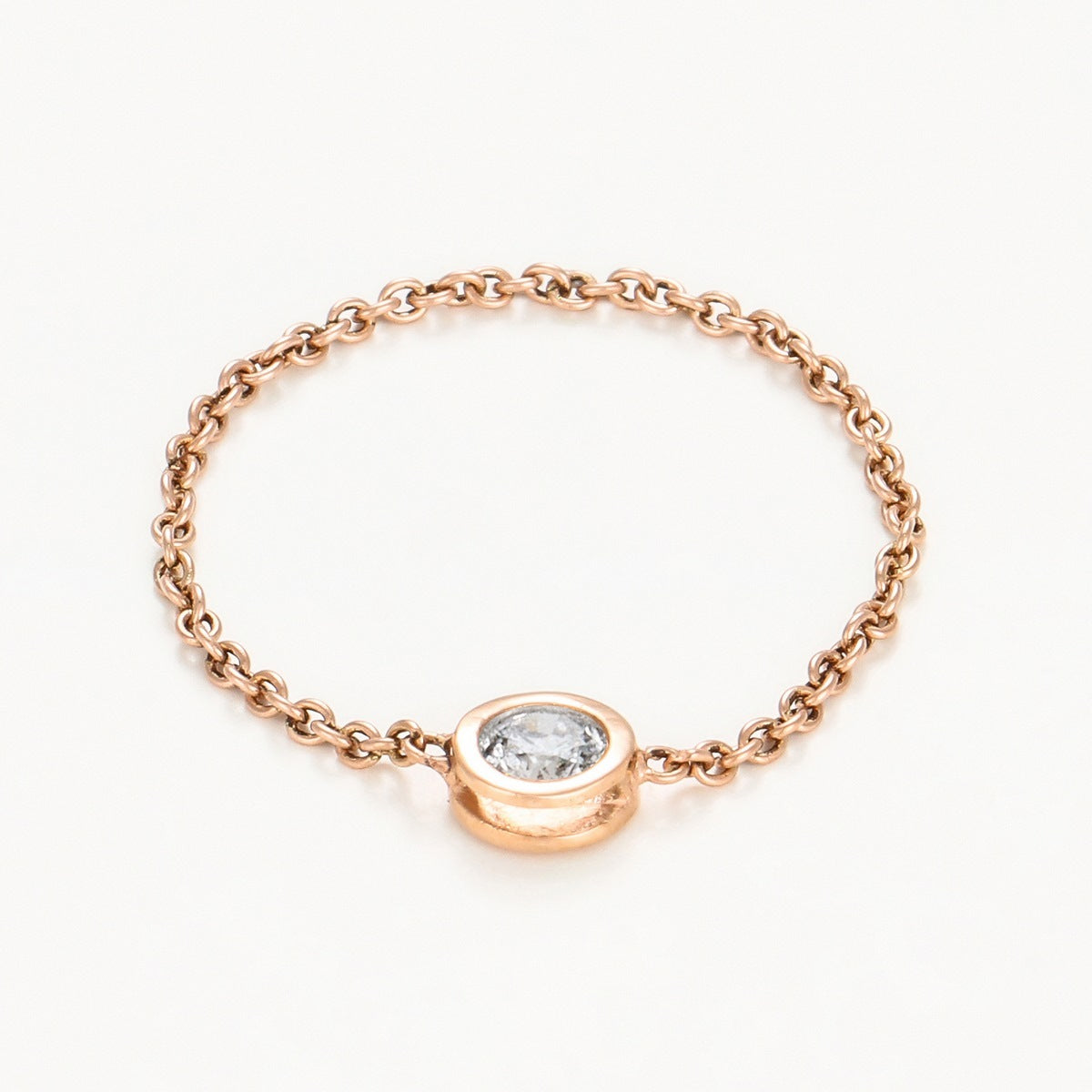 Bague Chaine "Mon Unique" Diamant 0,07Ct/1 - Or Rose
