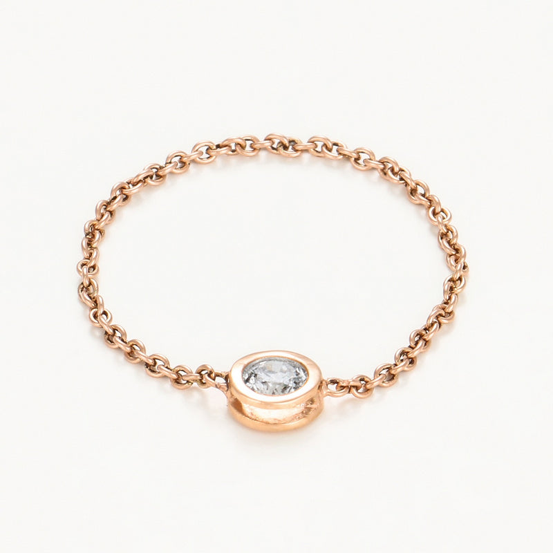 Bague Chaine "Mon Unique" Diamant 0,07Ct/1 - Or Rose 375/1000