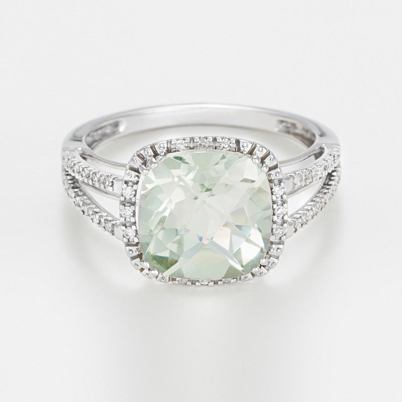 Bague "Divine Améthyste Verte" - Or Blanc 375/1000