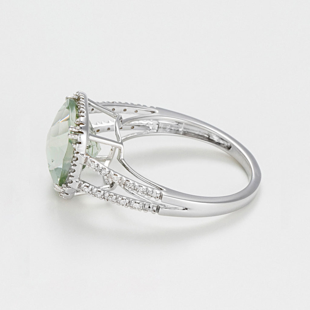 Anillo “Divina Amatista Verde” – Oro Blanco 375/1000