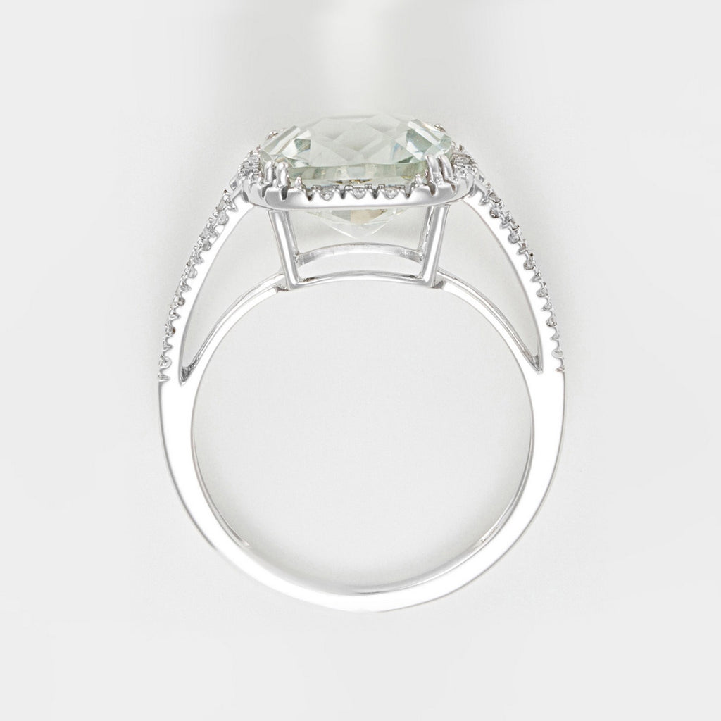 Anillo “Divina Amatista Verde” – Oro Blanco 375/1000