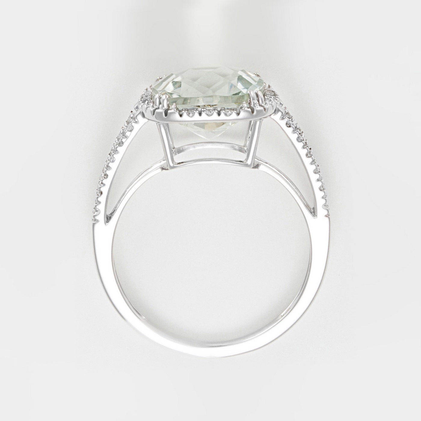 Anillo “Divina Amatista Verde” – Oro Blanco 375/1000