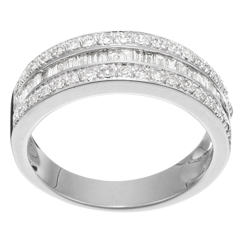 Blanc Anillo "Kiss Baguette" Diamante 0.5Ct/62 - Oro 375/1000