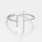Bague "Parallèle Asymétrique" D0,1Ct/50 - Or Blanc