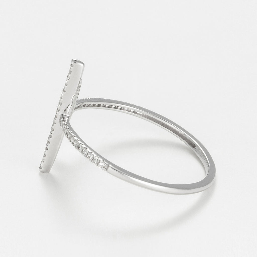 Bague "Parallèle Asymétrique" D0,1Ct/50 - Or Blanc