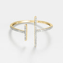 Bague "Parallèle Asymétrique" D0,1Ct/50 - Or Jaune