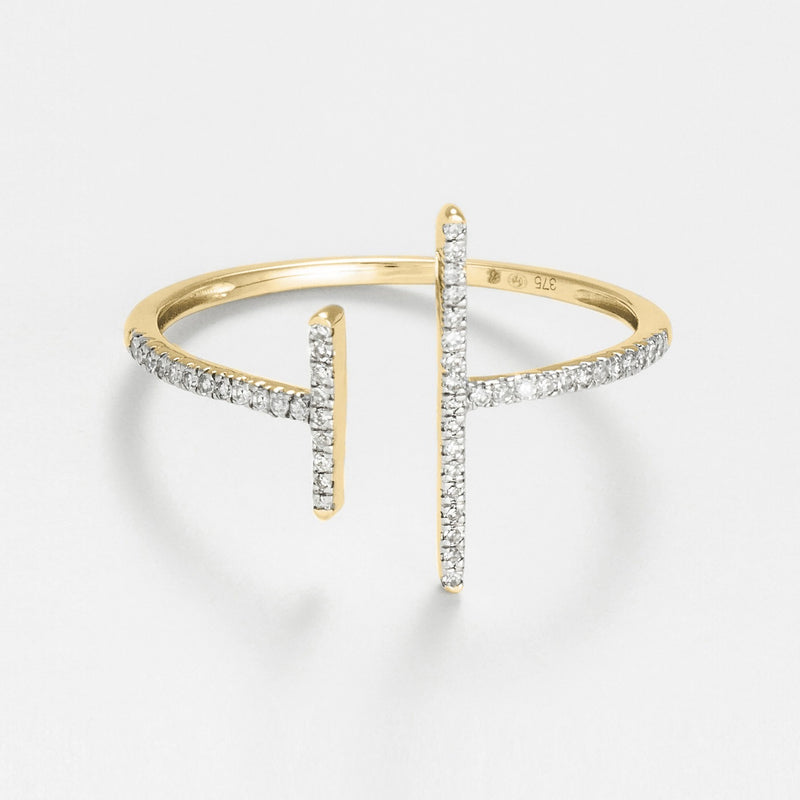 Bague "Parallèle Asymétrique" D0,1Ct/50 - Or Jaune
