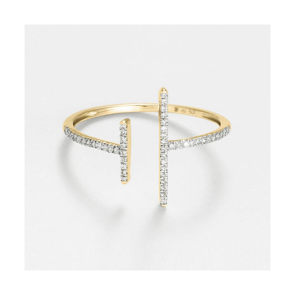 Bague "Parallèle Asymétrique" D0,1Ct/50 - Or Jaune 375/1000
