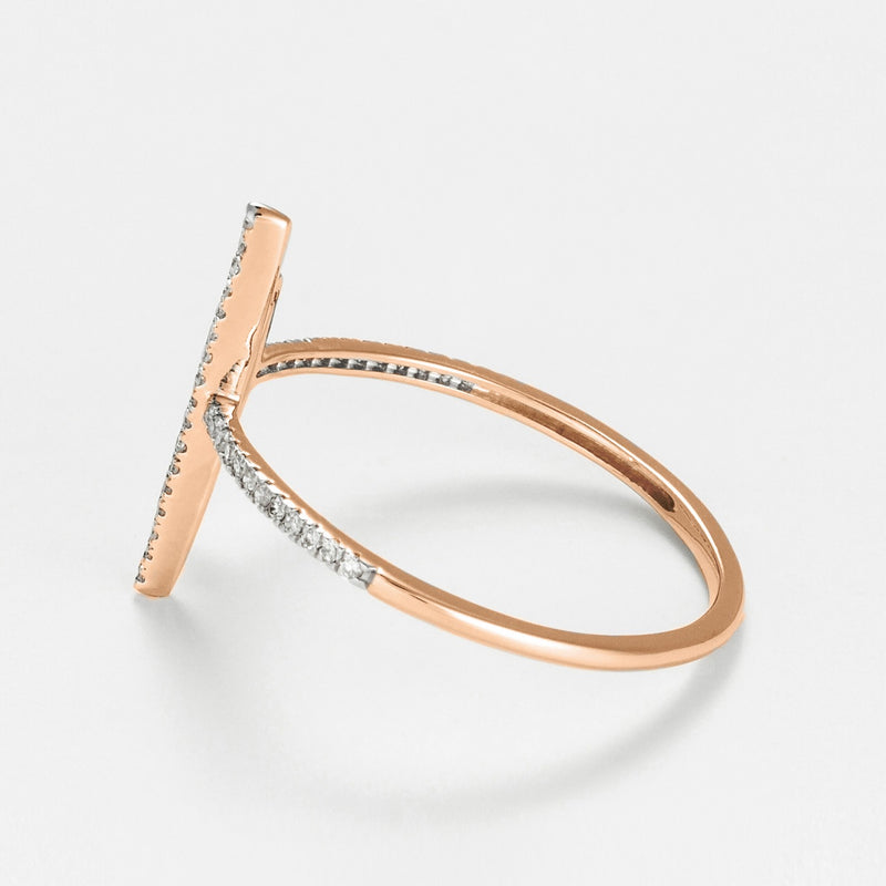 Ring "Parallèle Asymétrique" D0,1Ct/50 - Rose Gold 375/1000