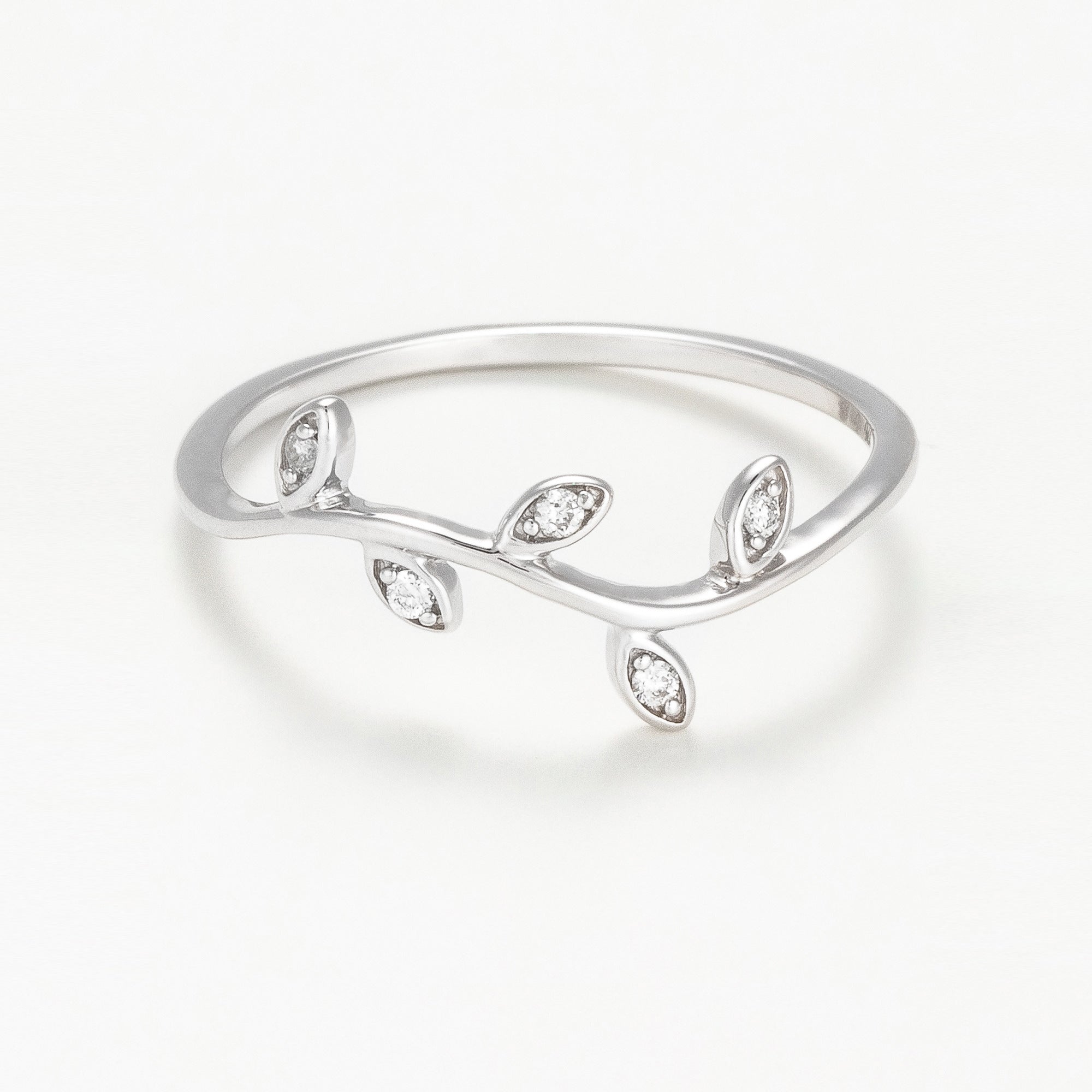 Bague "Feuillage Enchanté" Diamant: 0,03Ct/5 - Or Blanc