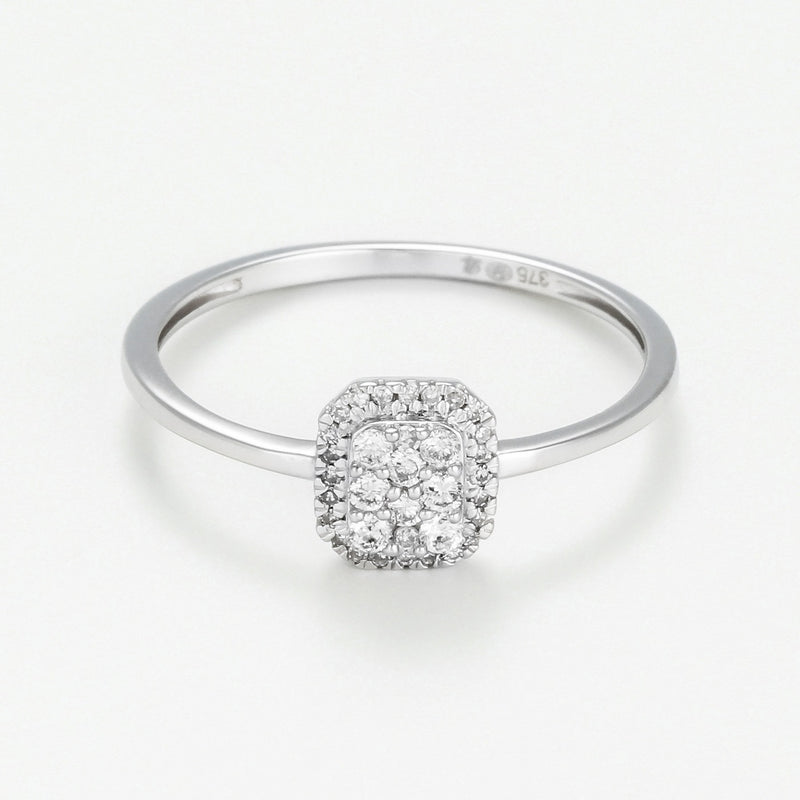 Bague "Solitaire Regina" D 0,12Ct/34 - Or Blanc 375/1000