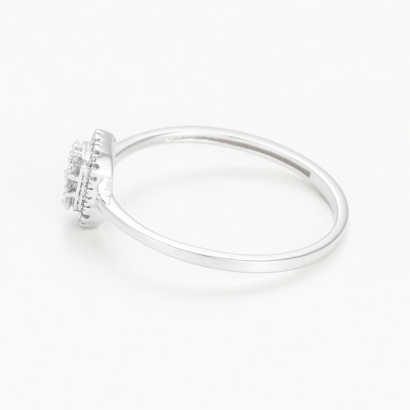 "Regina Solitaire" Ring, 0.12ct/34mm Diameter - 375/1000 White Gold