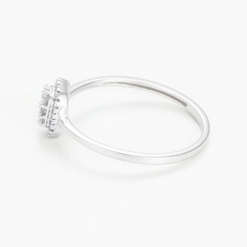 Bague "Solitaire Regina" D 0,12Ct/34 - Or Blanc 375/1000