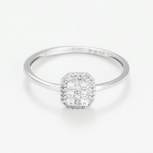 "Regina Solitaire" Ring, 0.12ct/34mm Diameter - 375/1000 White Gold