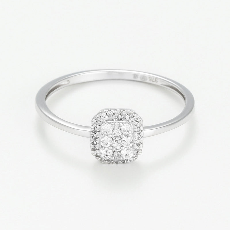 "Regina Solitaire" Ring, 0.12ct/34mm Diameter - 375/1000 White Gold