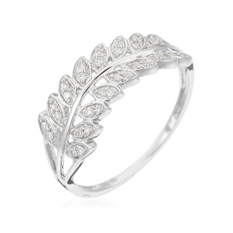 Bague "Feuillage Lumineux" Diamants 0,1Ct/,32 - Or Blanc 375/1000