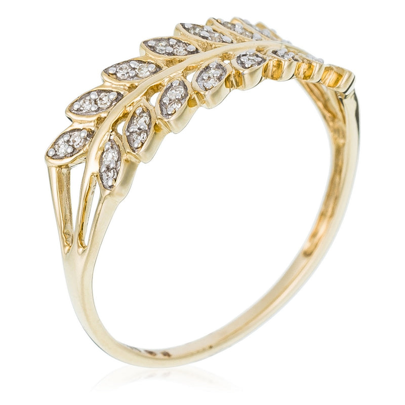 Bague "Feuillage Lumineux" Diamants 0,1Ct/,32 - Or Jaune 375/1000