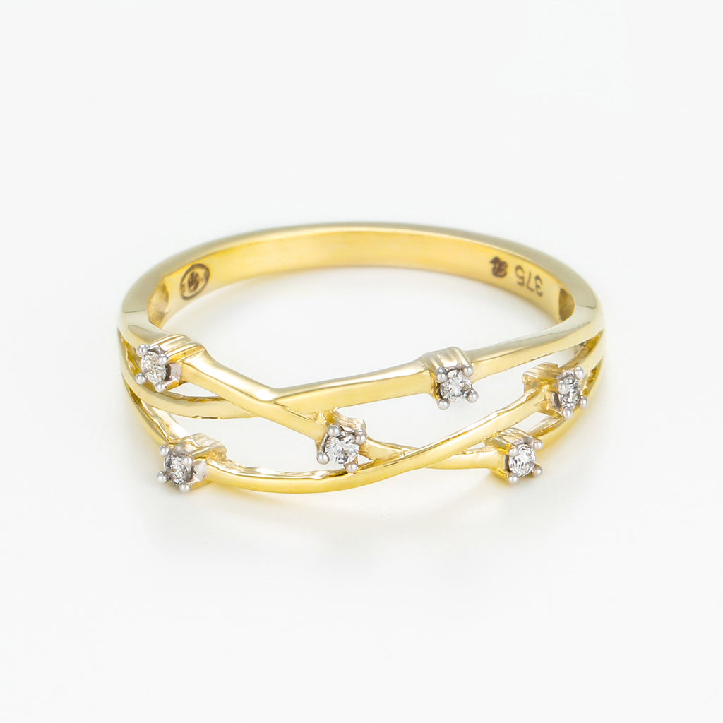 "Jolie Constellation" Ring, Diamond: 0.05Ct/6 - 375/1000 Yellow Gold