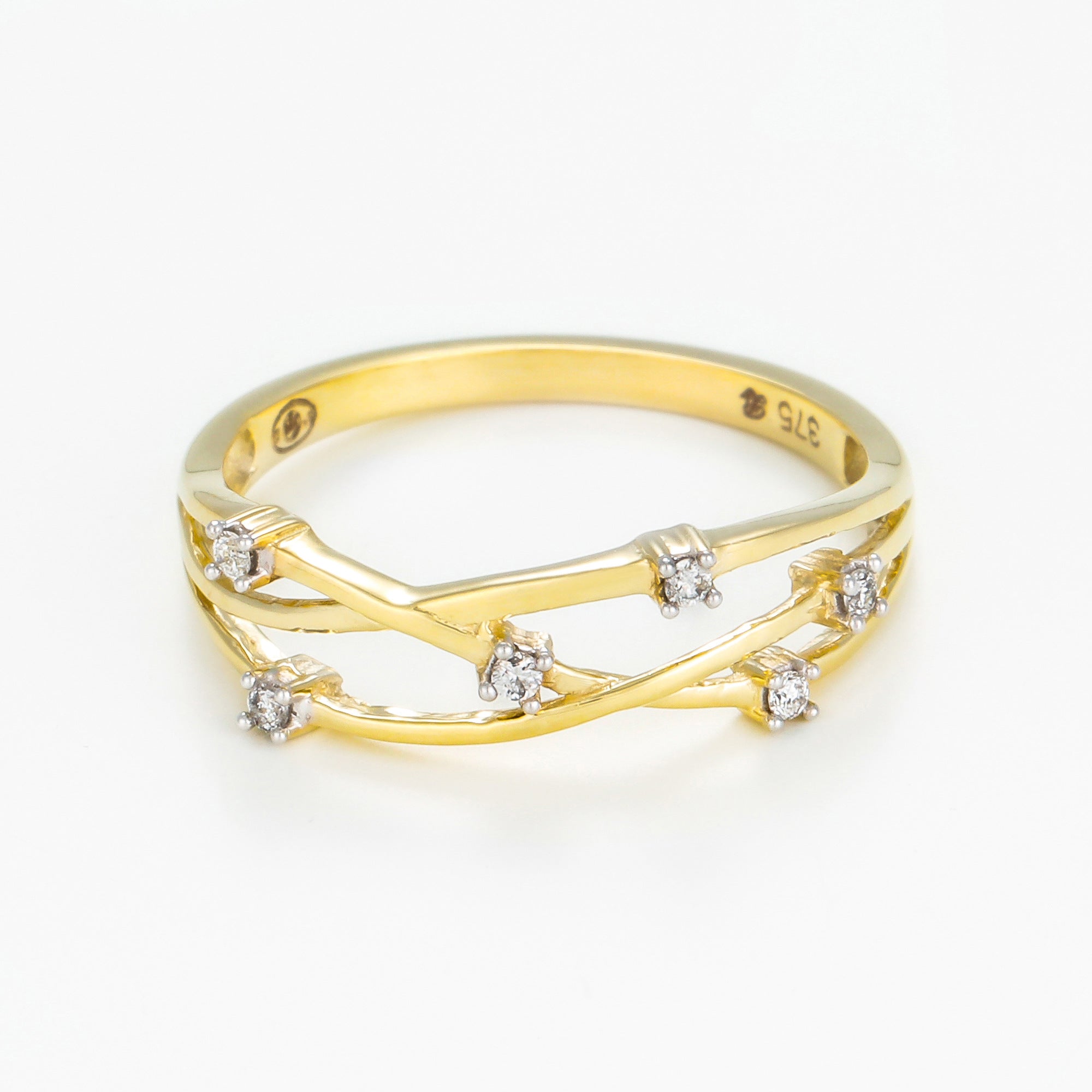 "Jolie Constellation" Ring, Diamond: 0.05Ct/6 - 375/1000 Yellow Gold