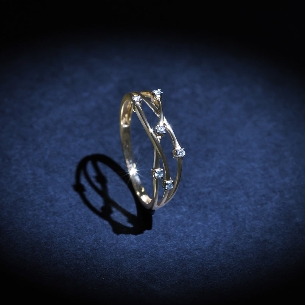 "Jolie Constellation" Ring, Diamond: 0.05Ct/6 - 375/1000 Yellow Gold