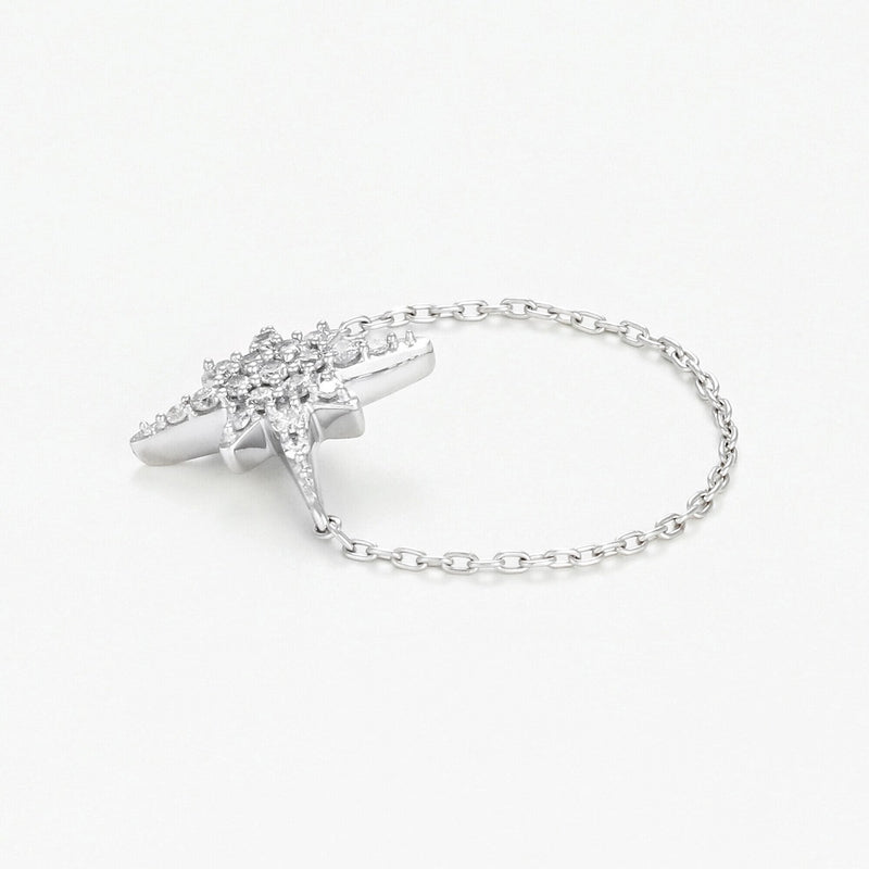 Anillo Cadena “Estrella” – Oro Blanco