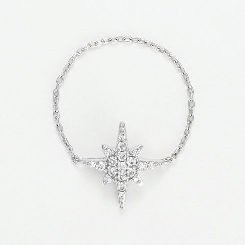 Anillo Cadena “Estrella” – Oro Blanco
