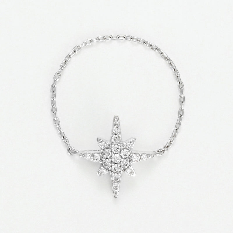 Anillo Cadena “Estrella” – Oro Blanco