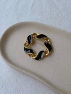Broche Vintage - Motif Couronne Émaillée Noire