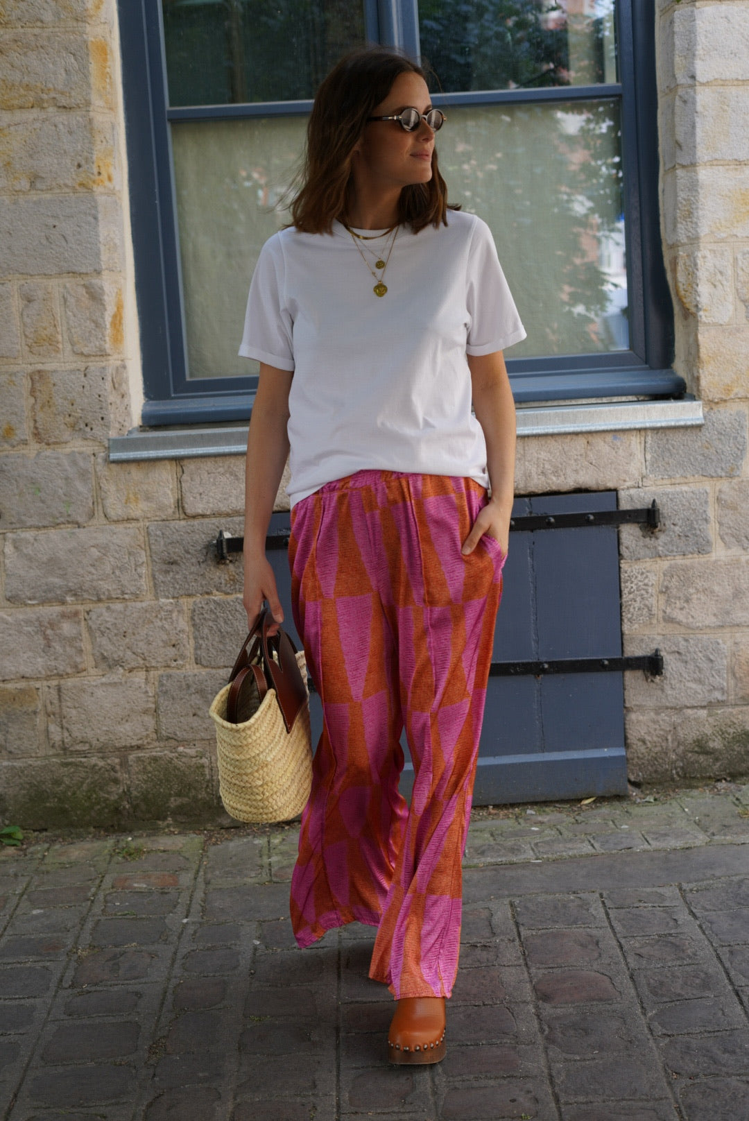 Simon Pants Pink/Orange Pattern