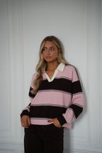 Pull Rayé Monika - Chocolat/Rose